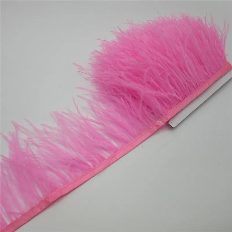 

10Yards Natural Ostrich Feather Ribbon, Length 8-10cm Feather Trim Fringe DIY Costumes Sewing Clothing Accessories 5 Yards темно-розовый