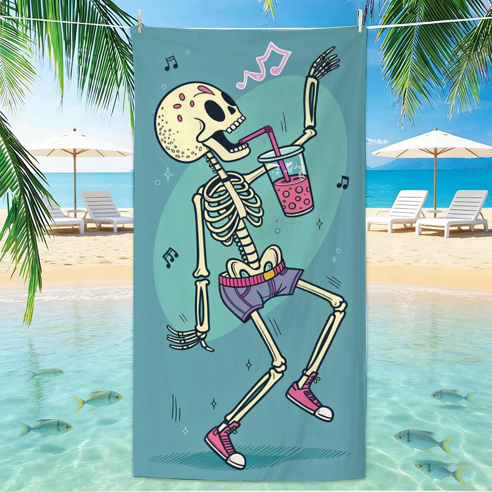 Skull Beach Towel Microfiber for Gym Travel Fitness Spa Women Girl Quick Dry Sandless Large Towels Bathroom Beach Towel