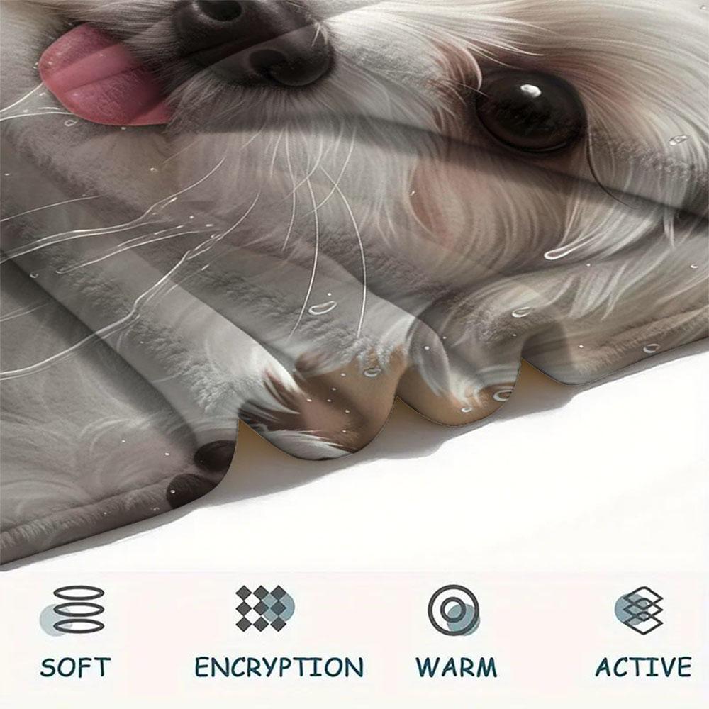 1Pc Cutepuppy Print Flannel Blanket, High quality Comfortable for All Seasons, Home Decor, Warmth and Comfort, Perfect for Christmas Gifts