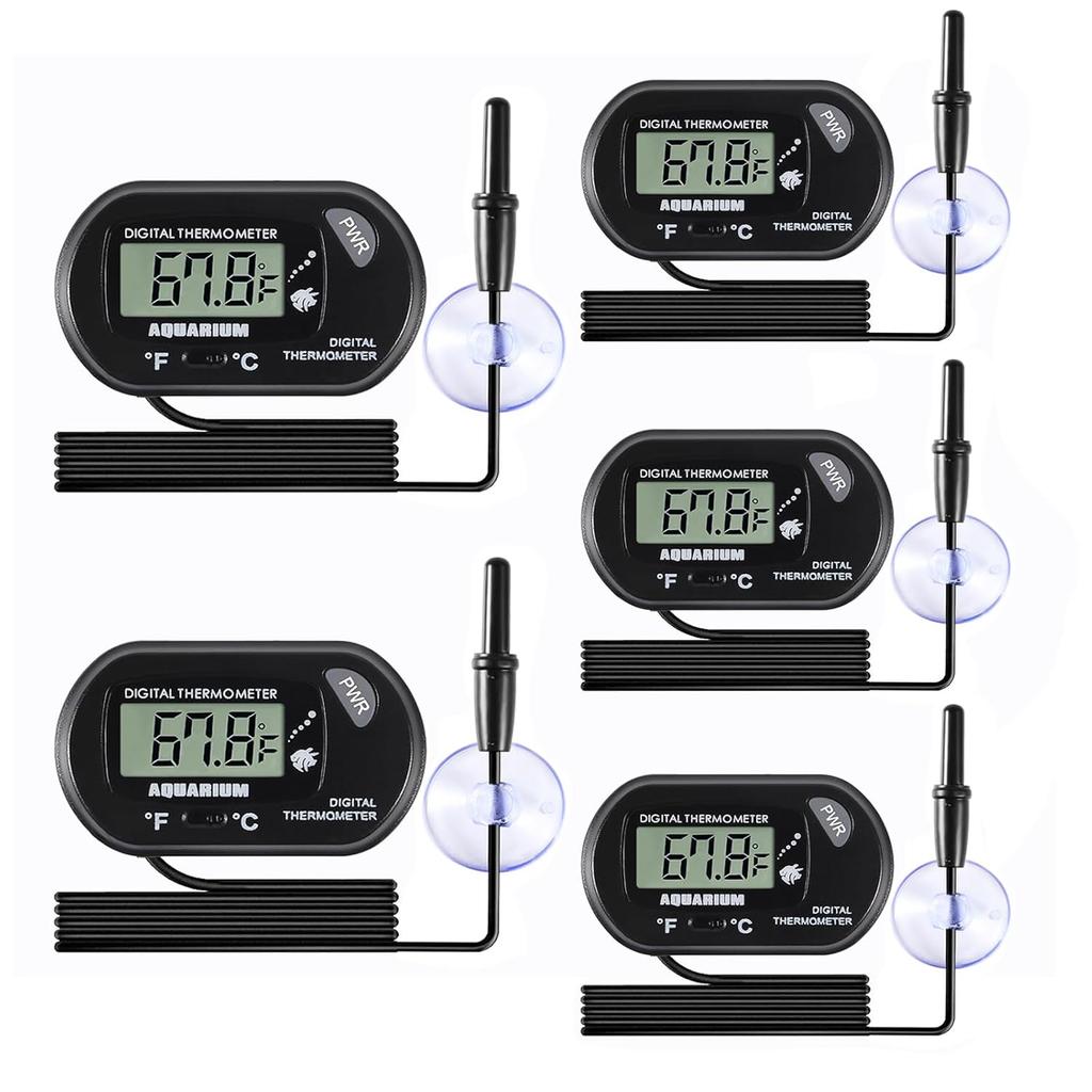 Aquarium Thermometer LCD Digital Fish Tank Thermometer with Water-Resistant Sensor Probe and Suction Cup for Turtle Incubators Terrarium Water