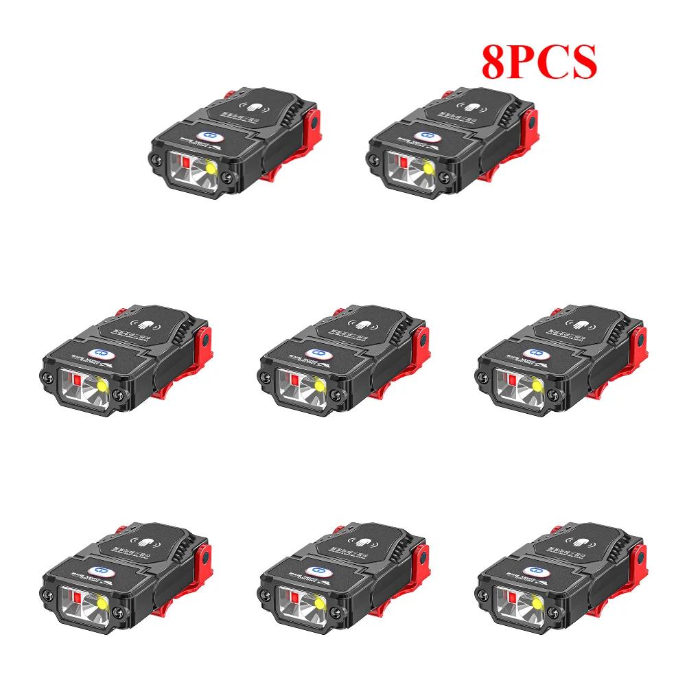 1-10pcs LED Sensor Headlamp USB Rechargeable Hat Clip Cap Light Torch Camping Headlamp Work Light For Hiking Fishing Headlight
