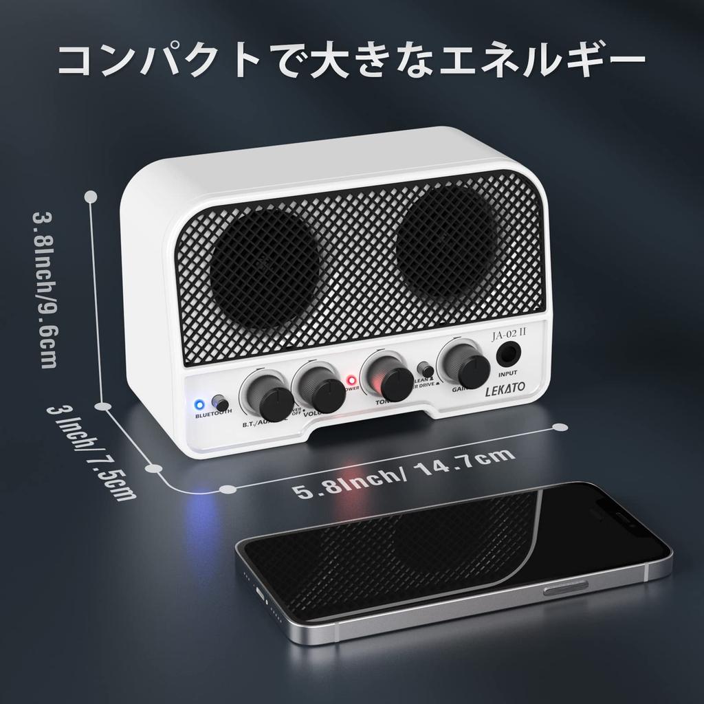 LEKATO Mini Guitar Amplifier, Electric Guitar Amplifier with Two Sound Channels, 5W, Bluetooth, Headphone Jack, Volume Control, Compact, for Home