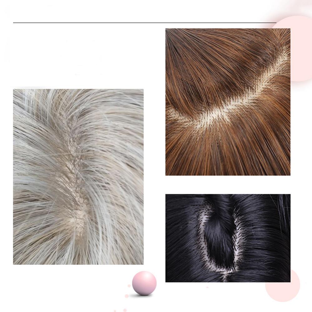 Pony Licht Perückenkopf Vintage Gefärbt Abdeckung Kleine Lockige Damenperücke Braun Wolle Idle Style