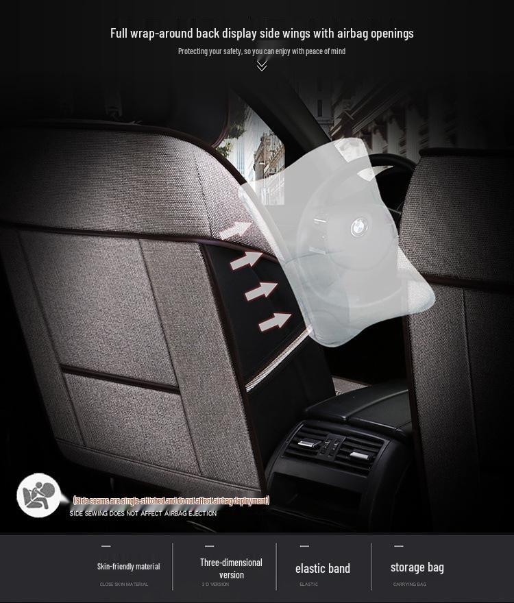 Universeller Leinen-Autositzbezug, Vollständige Umhüllung für fünf Sitze – Ganzjahresstil