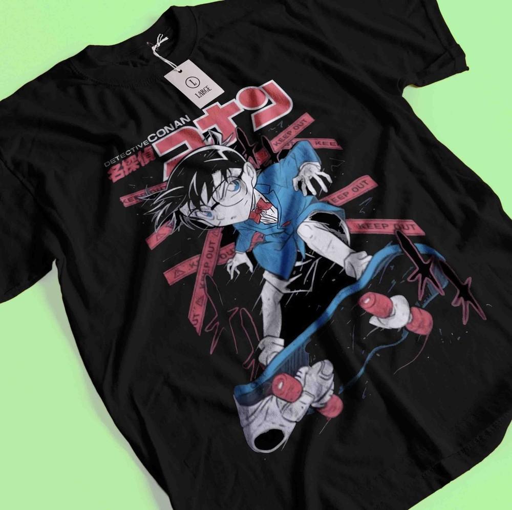 

Detective Conan T-Shirt Case Closed Shirt Gin Akai Tee Vermouth Ran Black Tshirt L