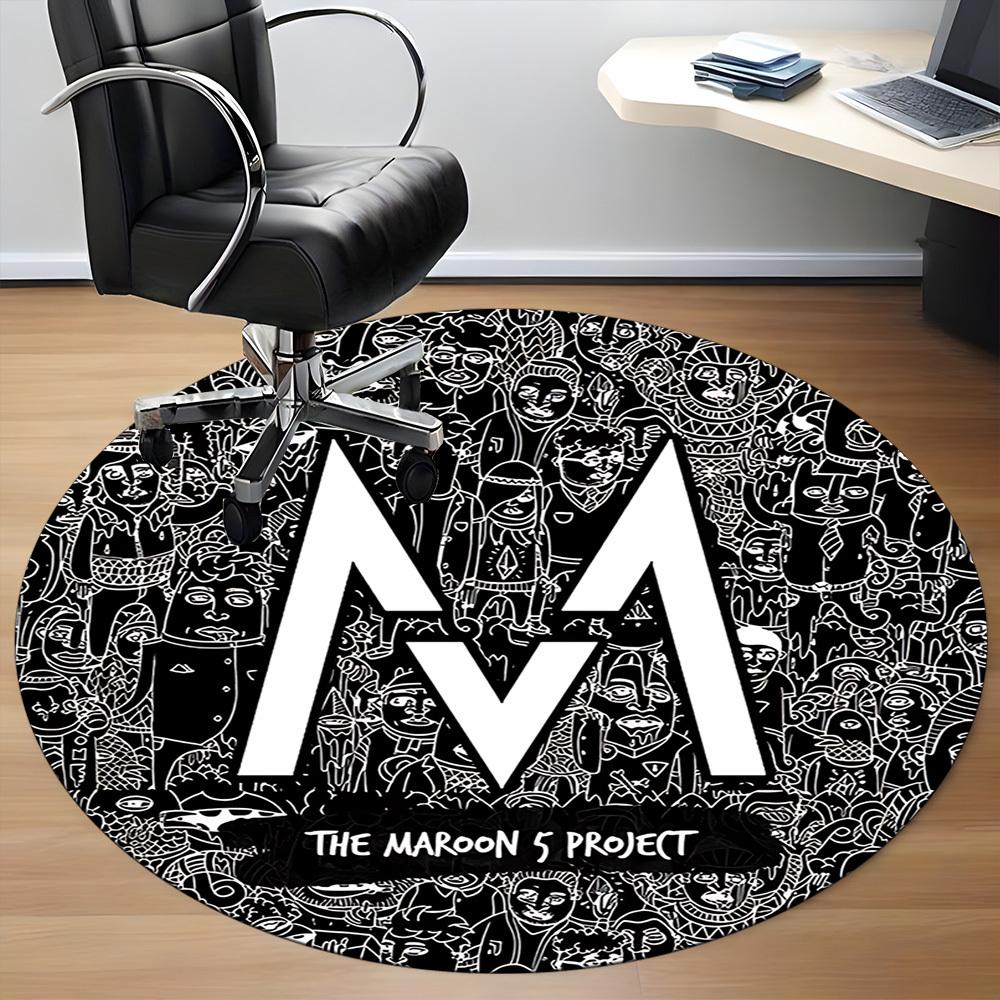 1PC Maroon 5 Band Office Round Rug - Perfect for Office or Study Decor, Machine Washable, Non-Slip Backing, Decorative Floor Mat