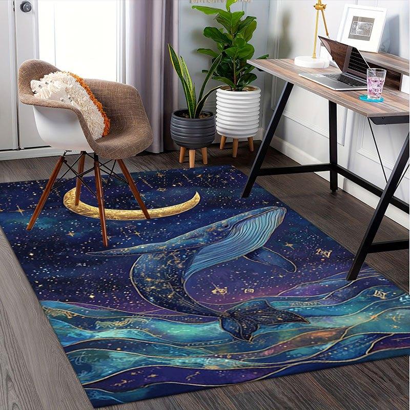 "Whale Moon Constellation Art Print - Celestial Ocean Decor"Office Mat Home Decor Office Desk Chair Rugs Chair Carpet for office Chair Mat G