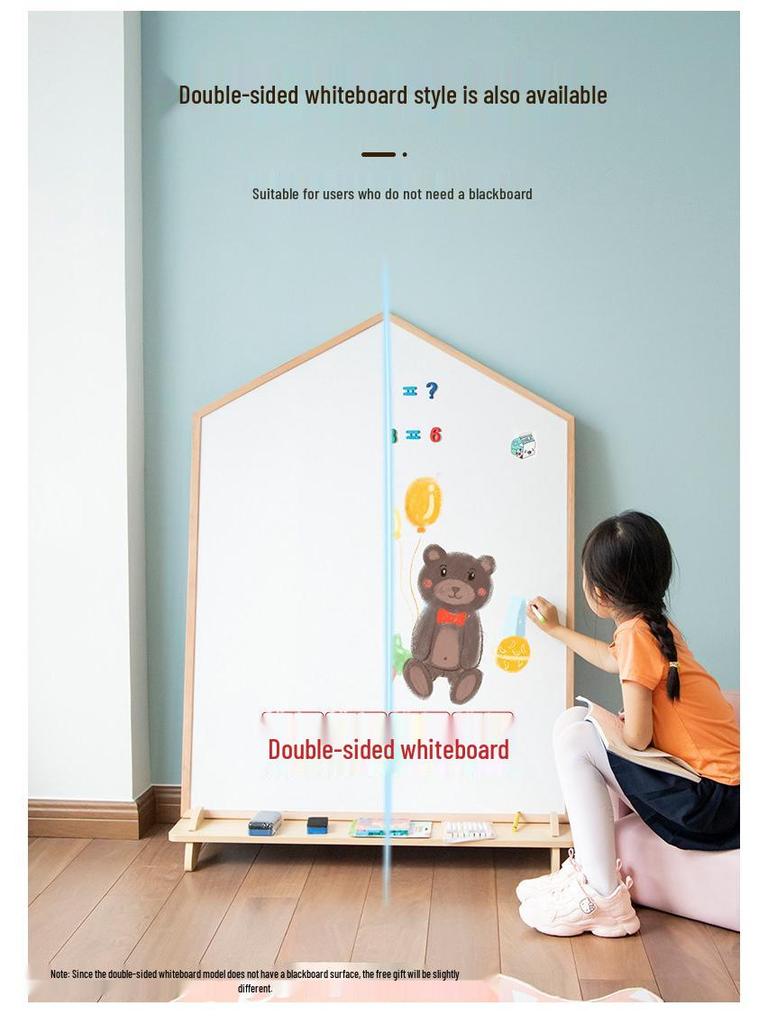 Kids' Double-Sided Magnetic Drawing Board: Stand-Up, Erasable Whiteboard & Chalkboard for Doodling and Coloring.