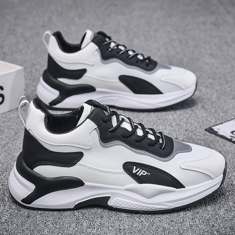 New autumn men's breathable running sneakers casual leather shoes versatile dad trendy shoes heightening men's shoes