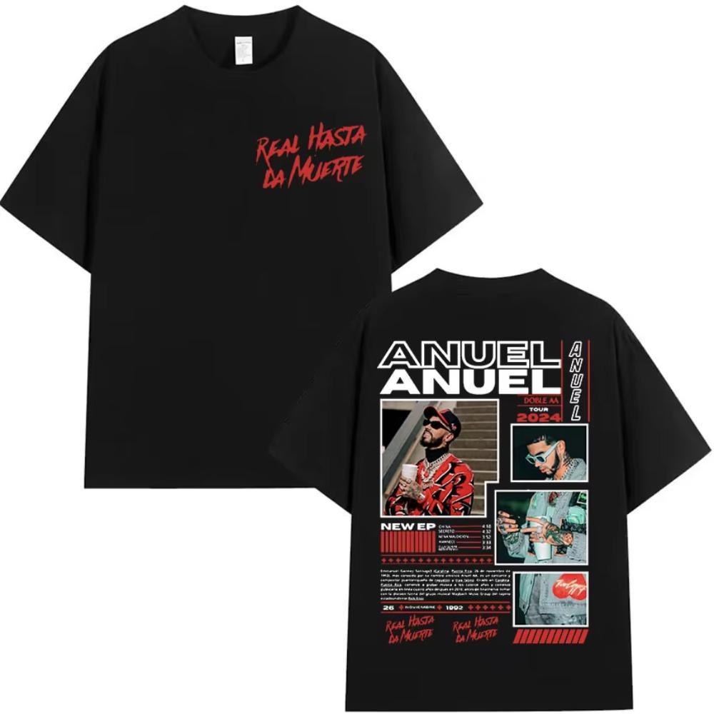 Rap Singer Anuel AA Real Hasta La Muerte Tour 2026 New Album Summer Unisexs Womens Hip Hop Gothic Tshirt Cotton Unisexs Tshirt