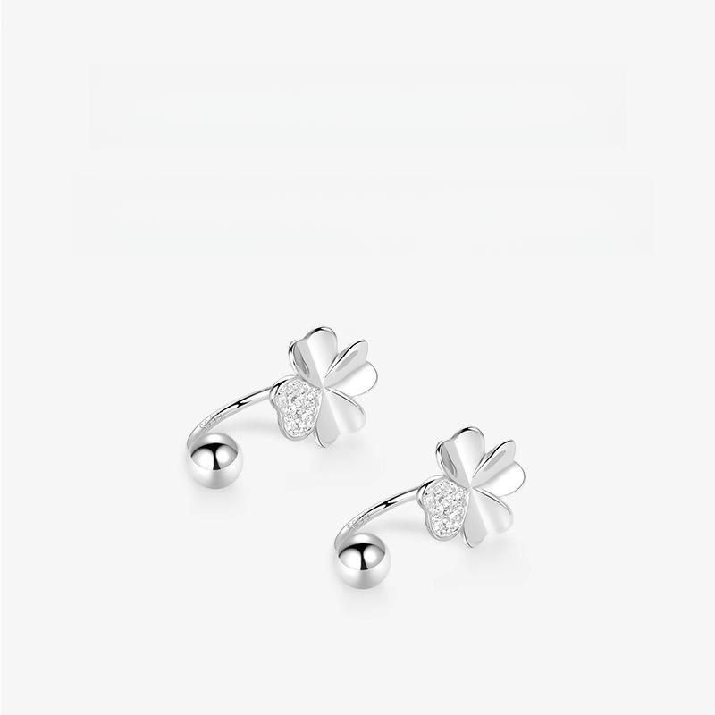 Four-leaf Clover Earrings Women's Ear Hole Earrings Screws Buckle Earbone Nails New Trendy Earrings