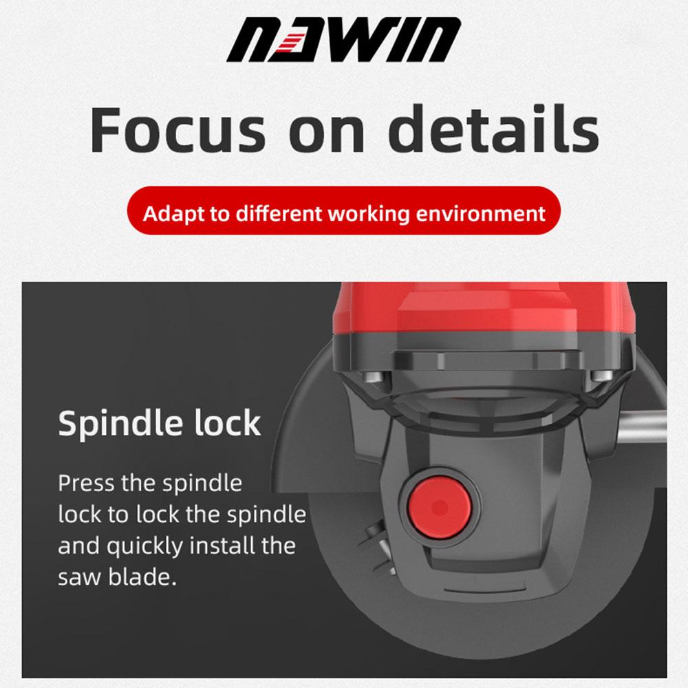 NAWIN 125mm Akku-Winkelschleifer Schleifmaschine Schneiden Elektrischer Winkelschleifer Schleifen Bürstenloses Elektrowerkzeug