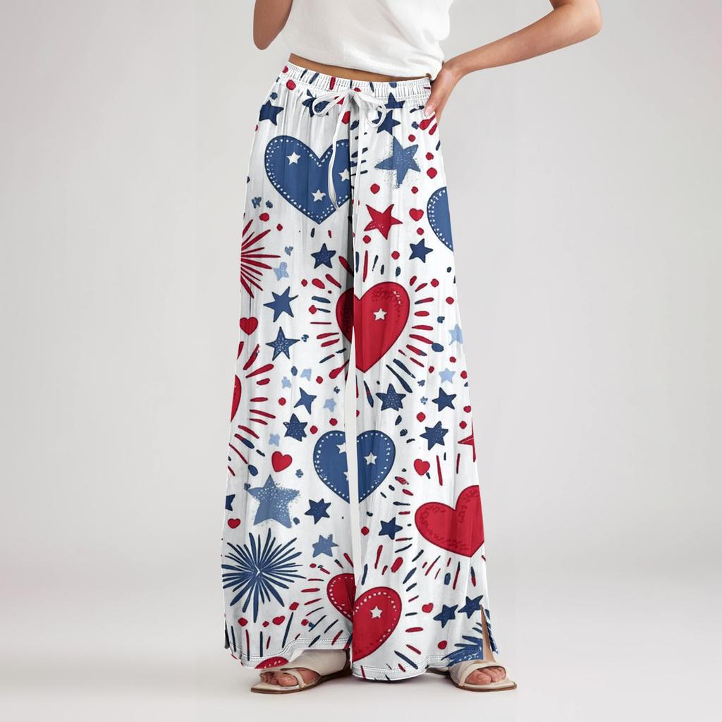 Womens Pants Wide Leg Drawstring High Waist Lounge Pants for Women with Casual Printed Design and Comfortable Fit