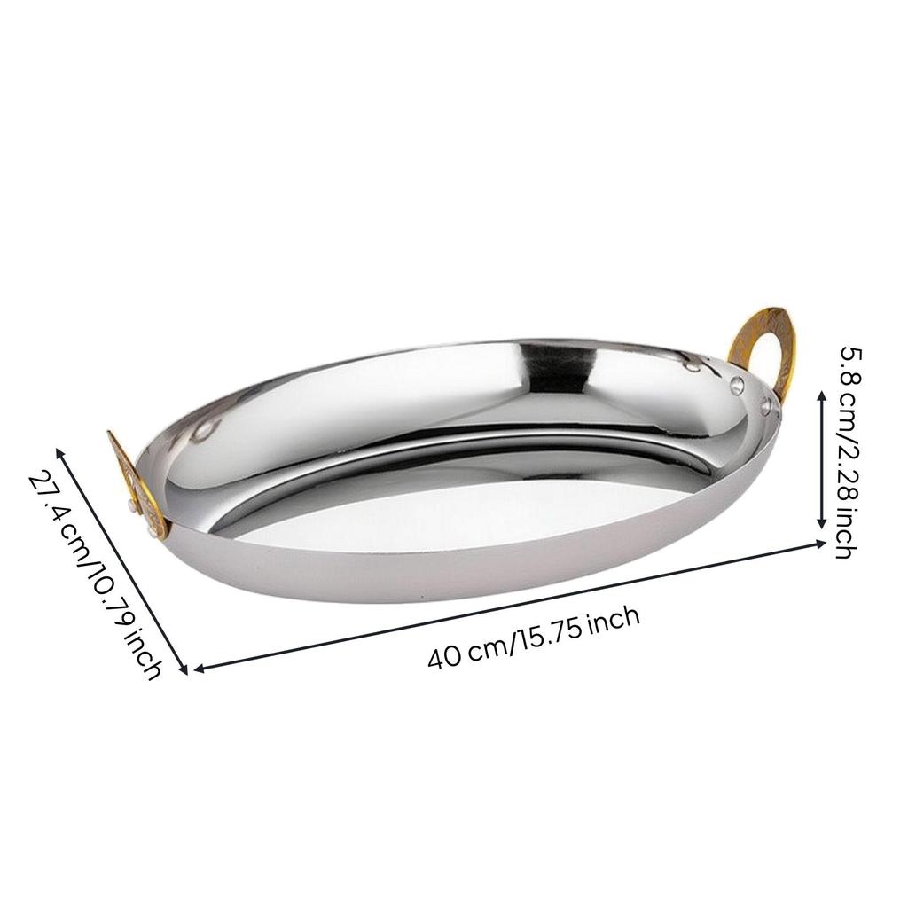 Oval Stainless Steel Serving Tray Versatile Aquatic Platter Rust-Resistant