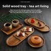 Solid Wood Dessert Plate Japanese Style Heat Resistant Wooden Tray Plate Irregular Tableware Dried Fruit Snack Plate Cafe Use