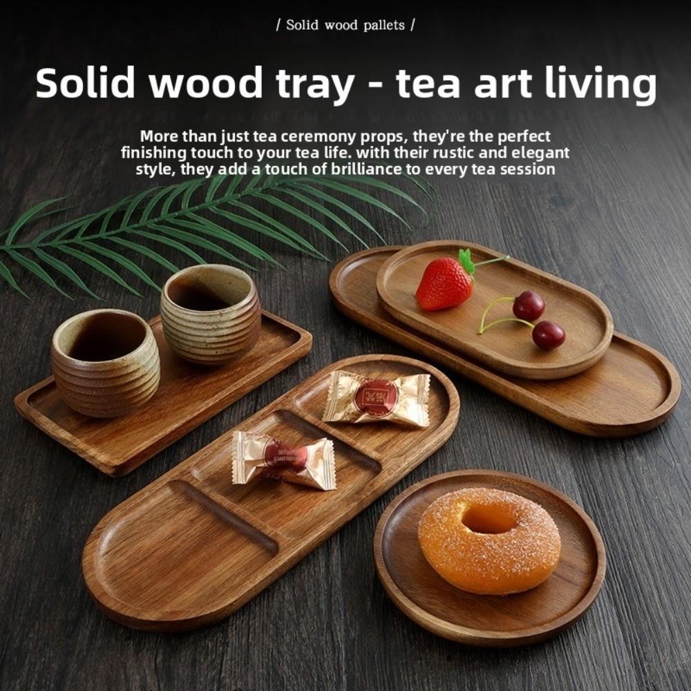 Solid Wood Dessert Plate Japanese Style Heat Resistant Wooden Tray Plate Irregular Tableware Dried Fruit Snack Plate Cafe Use