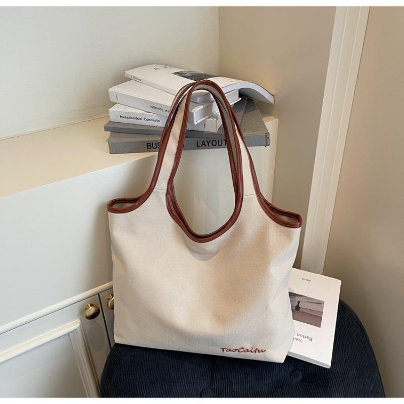 Canvas Bag Women's Large-capacity New Autumn and Winter Versatile Casual Shoulder Bag Simple Student Tote Bag