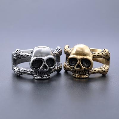 S925 Silver Ring Festival Skull Series Simple Bone Skull Shape Small Ring for Men and Women