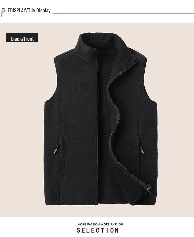 Men's Plus Size Fleece Vest - Sleeveless Outdoor Jacket for Spring & Autumn