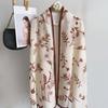 Long Thin Large Shawl Bird Patterned Sunscreen Headscarf Women Floral Scarf  Vacation