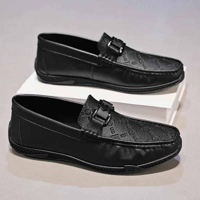 Fashion Leather Men Casual Shoes Brand Formal Mens Loafers Moccasins Breathable Slip On Retro Driving Shoes Men Casual Sneakers