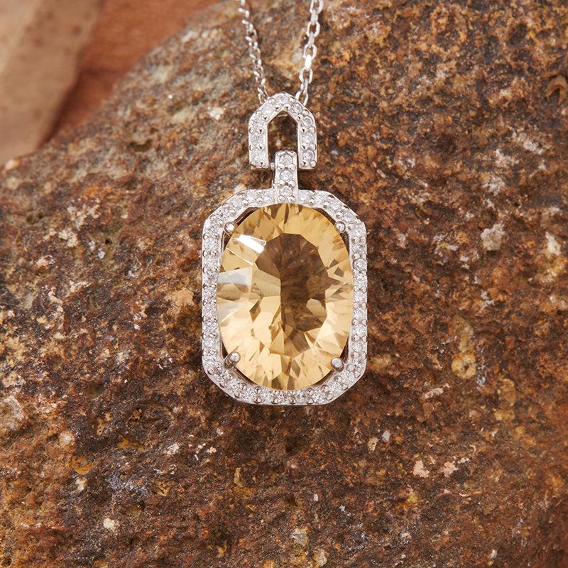 

Natural Topaz Citrine Necklace Women S S925 Sterling Silver Color Treasure Jewelry Millennium Cut Premium Sense