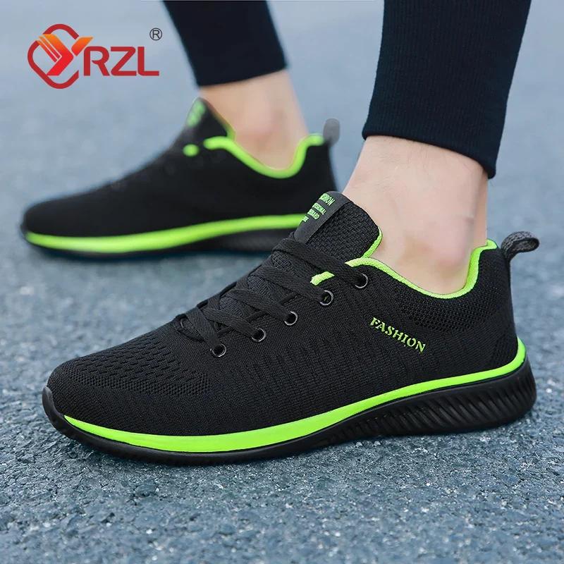 Yrzl Men Shoes Breathable Mens Sneakers Comfortable Non Slip Casual Shoes Tenis Outdoor Lace Up Walking Sneakers For Men