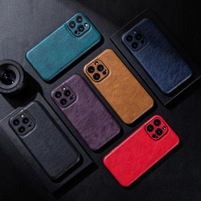 High-Grade Leather Case for iPhone 12-15 Pro Max - Premium Feel, Drop-Proof Design, Leather Grain Finish