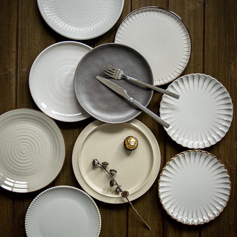 ZISIZ Vintage Ceramic Salad Plate - Matte Hemp Grey 8.4-inch (Set of 2, Slight Flaw)