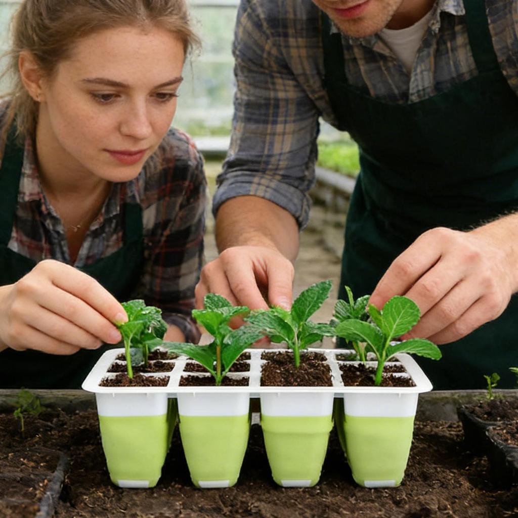 Planting Trays For Seedlings 12-Cells Silicone Reusable Planting Box Gardening Plant Germination Tray For Men Women Beginners