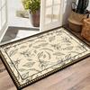 Elegant Vintage Leaf Pattern Door Mat Minimalist Geometric Border Non-Slip Entrance Rug Indoor Outdoor Home Decor Welcome Carpet