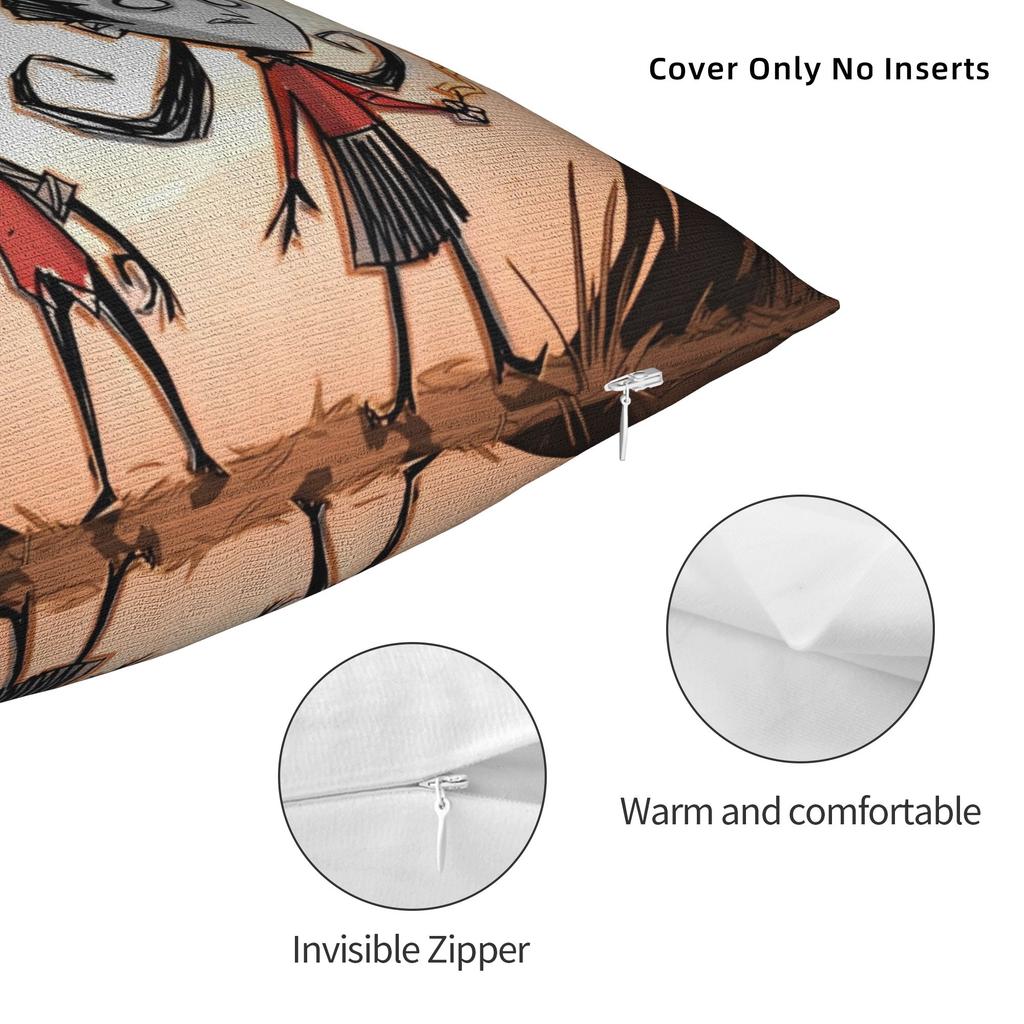 Don't Starve Characters Pillowcase Print Polyester Cushion Cover Decorative Survival Game Throw Pillow Case Cover Seat Zippered