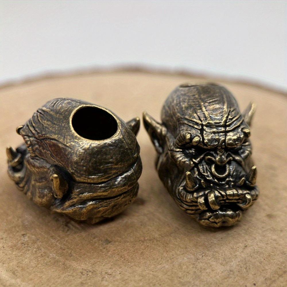 1pc Orc Head Statue Hell Roar Brass Knife Bead EDC Outdoor DIY Accessories Woven Lanyard Pendant Jewelry Punk Bracelet Charms