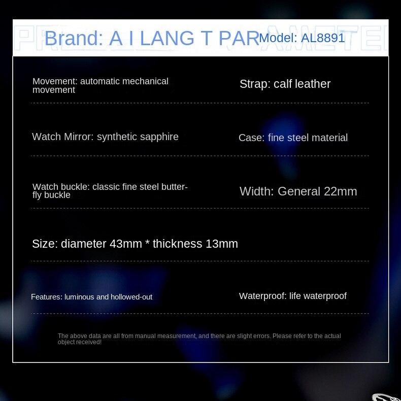 AILANG Neue Uhr Hohl Automatische Mechanische Uhr Herrenuhr Wasserdicht