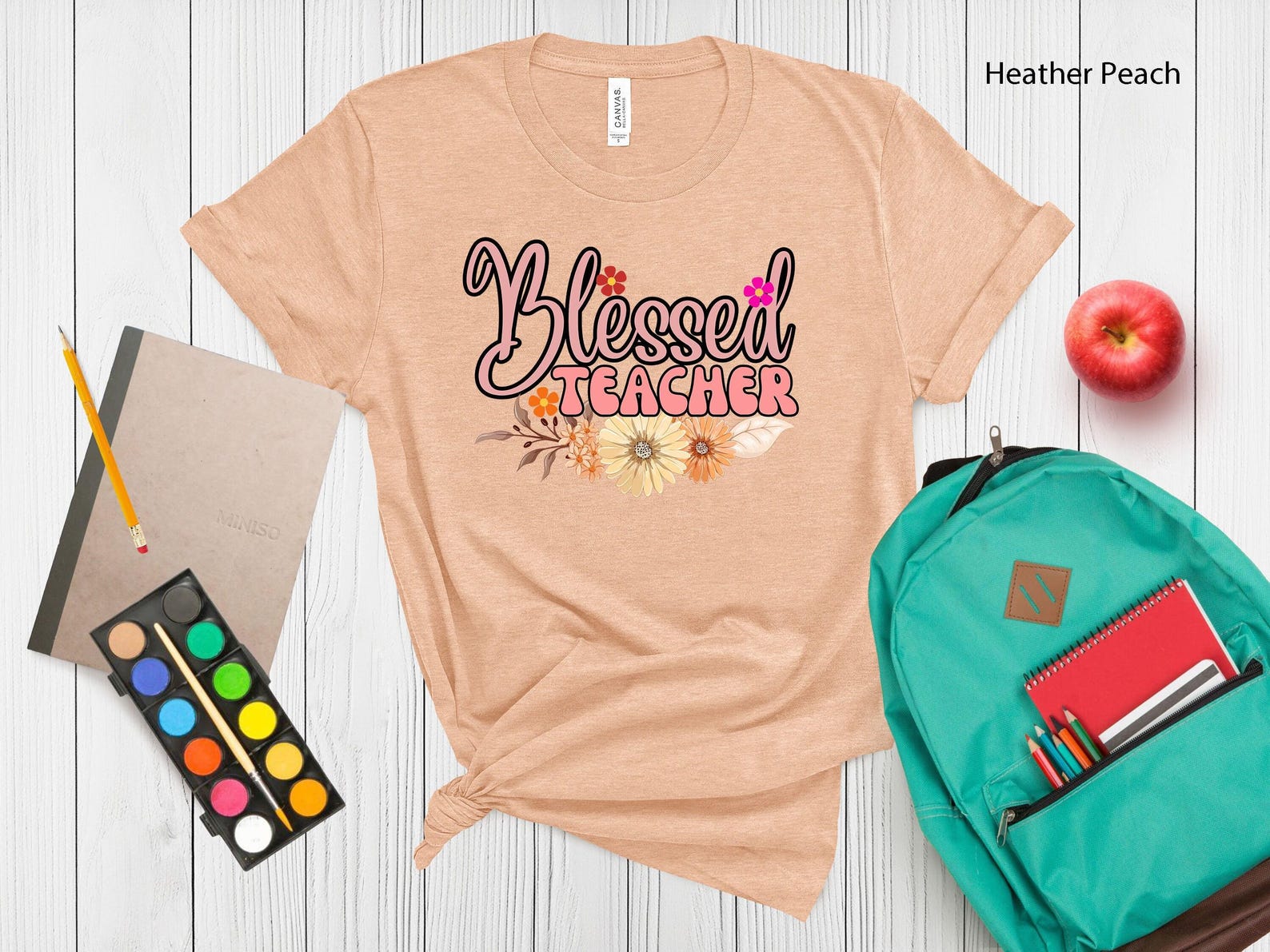 Blessed Teacher Flowers Unisex T-shirt | Teachers Tee, Funny, Classroom Humor S