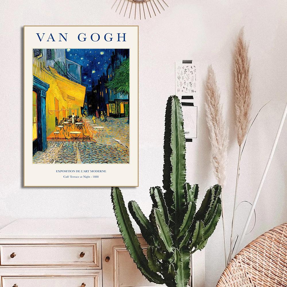 Classic Vincent Van Gogh Poster Print Cafe Night Terrace Canvas Art Paintings Sunflower Wall Art Picture for Home Wall Decor