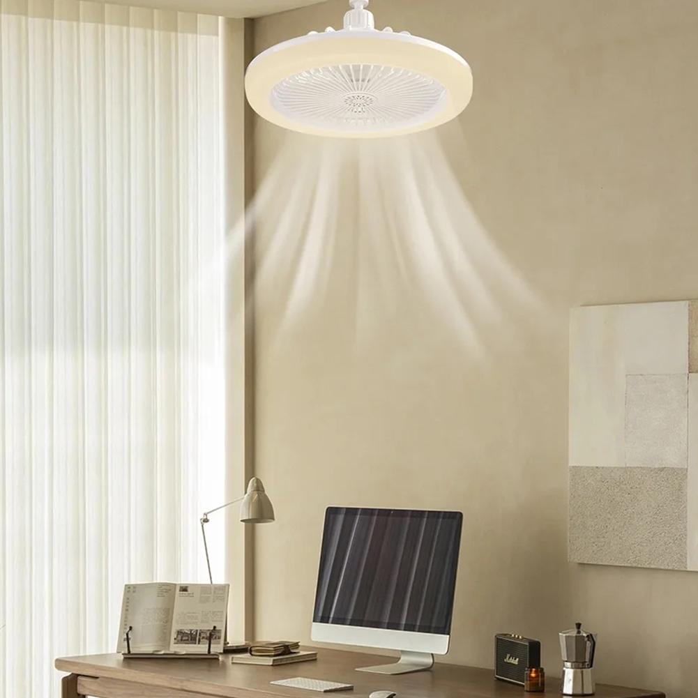 Socket Fan Light E27 Ceiling Fan with Light LED Lamp Fan with Remote Aroma Diffuser Silent Ceiling Fan for Bedroom Living Room