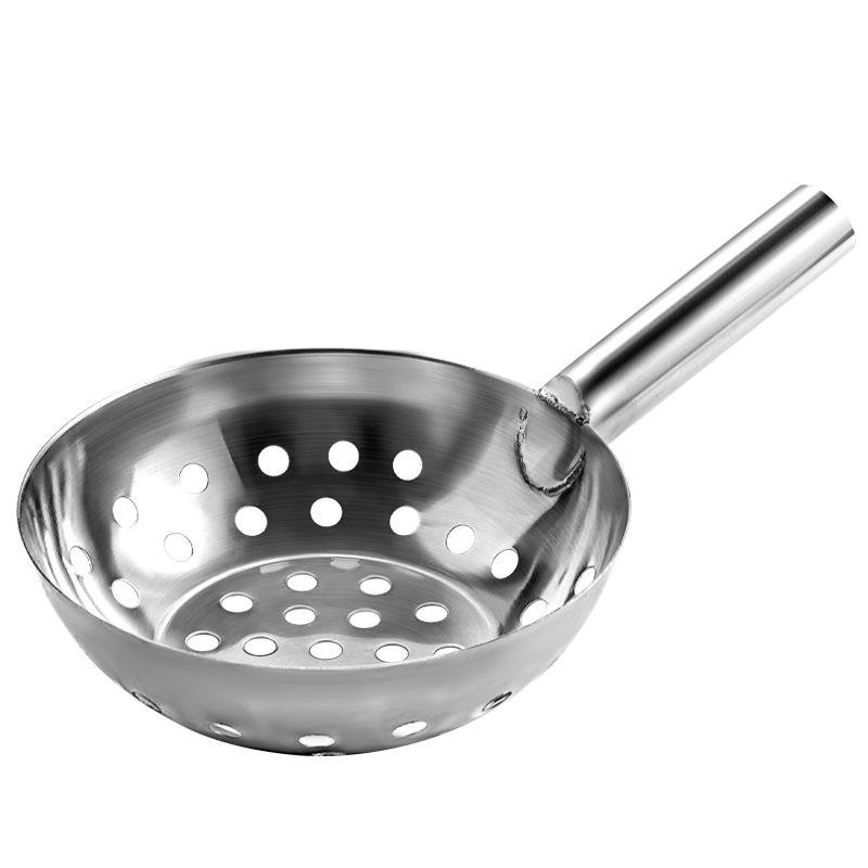 Stainless Steel Large Hole Strainer Ladle for Liangfen, Sweet Potato Starch, Dumpling Soup, and Noodles.