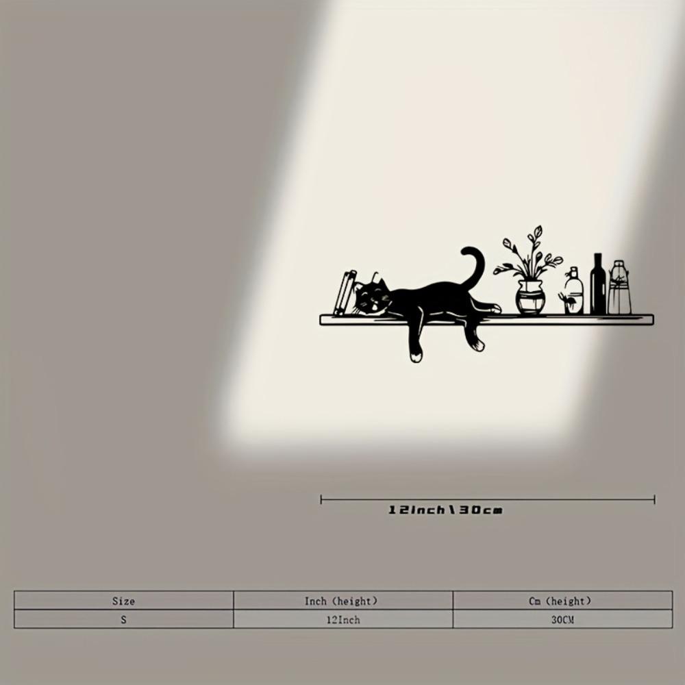 

1pc Cat Shelf Metal Wall Art Powder Coated Cat Mural for Bedroom Christmas Gift Cat Lover Home Decor Size/S 30cm/12inch