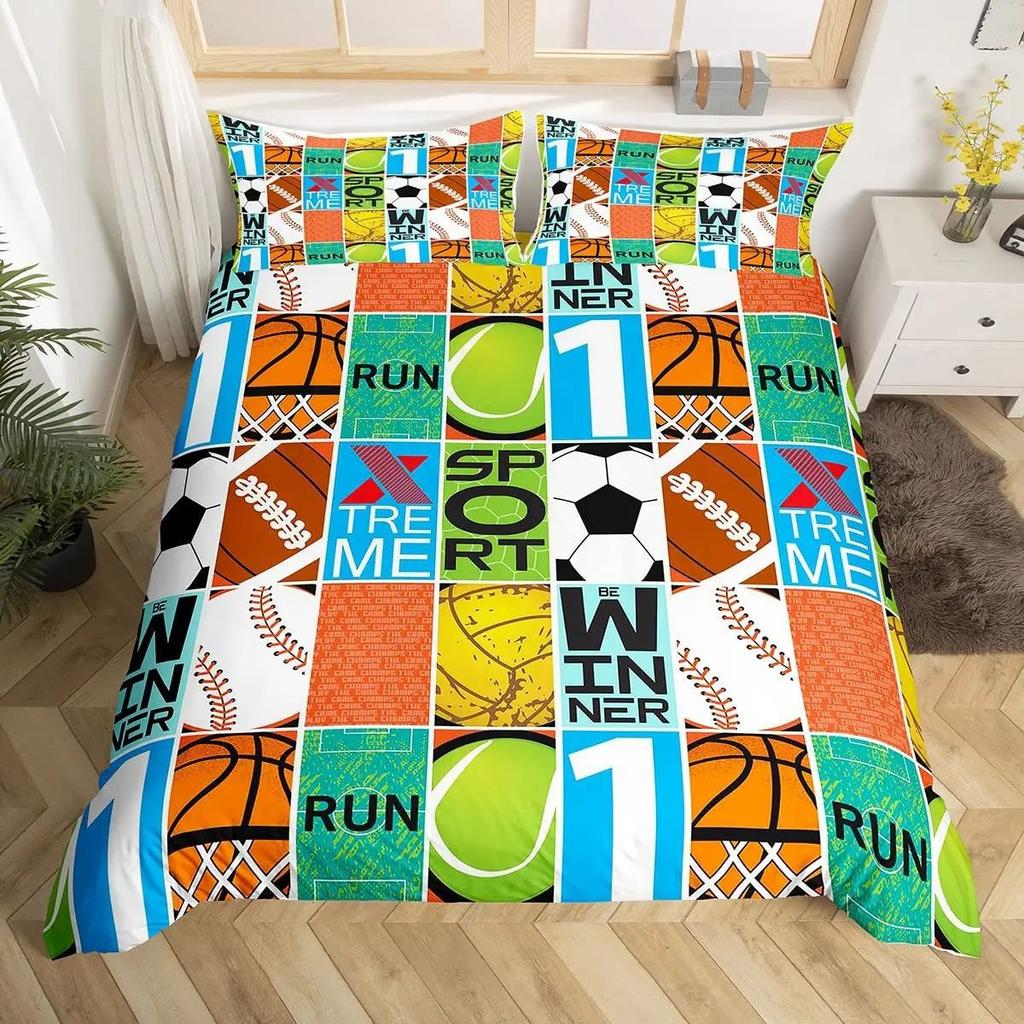Golf Print Duvet Set Three-Piece Sports Game Theme Bedding Set