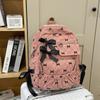 Corduroy Backpack Large Capacity Bow Print Backpack Student Schoolbag