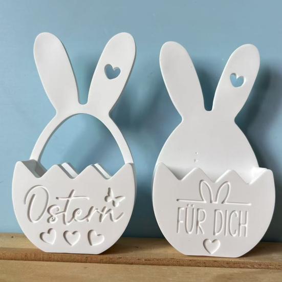 Silicone Easter Bunny Mold Flexible Flower Basket Casting Mold for Epoxy Plaster Wax DIY 3D Easter Decorations And Crafts Gift