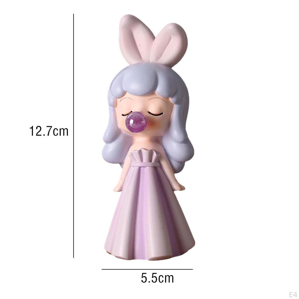 Blowing Bubble Girl Statue Sculpture Crafts Gift Collection Ornament Resin Figurine for Desktop