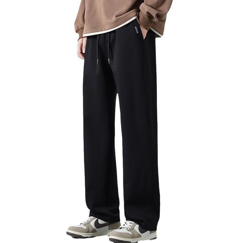 Pants Men's Spring and Autumn New Sports Wide-leg Pants Loose Drape Straight High-waisted Sweatpants Fashionable Solid Color Casual Trousers