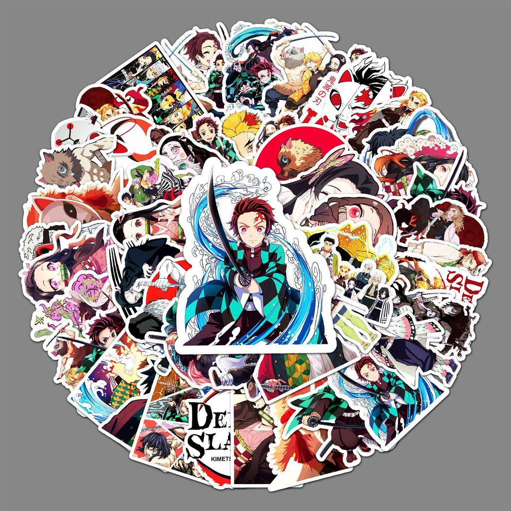 Demon Slayer Graffiti Stickers: 50-Piece Waterproof Anime DIY Set for Skateboards & Suitcases