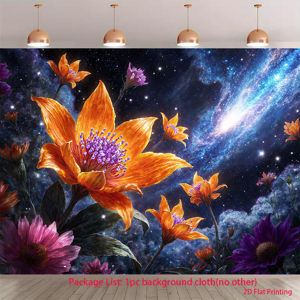 2D Plane Unique Cosmic Flower Visual Background Fabric Suitable for Festival Parties and Celebration Events Polyester Fiber