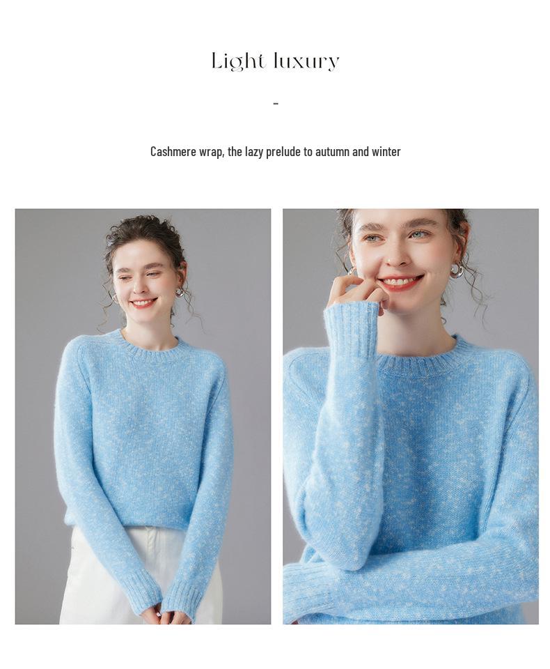 Women's Retro Loose Fit Cashmere Sweater - Plus Size Round Neck Pullover for Autumn/Winter