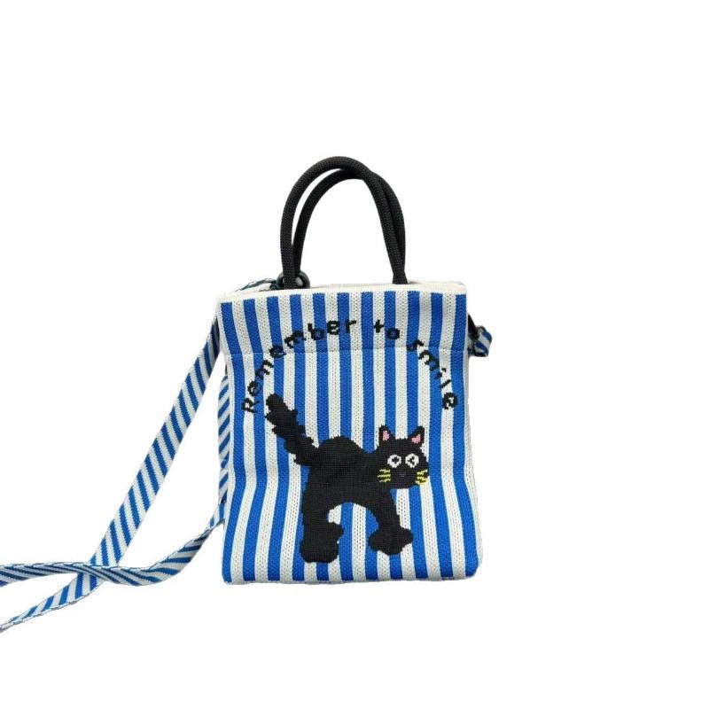 Small Square Bag Women's Handbag Niche Design New Cartoon Knitted Mobile Phone Bag Versatile Commuter Shoulder Messenger Bag