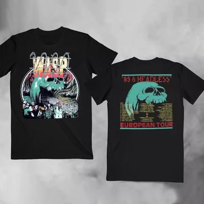 WASP HEADLESS 1989 Περιοδεία Βαρύ Βαμβάκι Μαύρο S-4XL Unisex 2 Όψεων Μπλούζα 2 όψεων