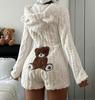 2026 Autumn/Winter Women's Casual Solid Color Hooded Plush Jumpsuit